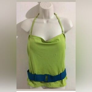 Newport News belted scuba style tankini bikini top slimming athletic, Bond girl